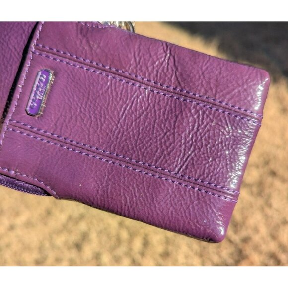 Coach Patent Leather Small Vertical Wristlet Pouch Purple Silver - Picture 10 of 11